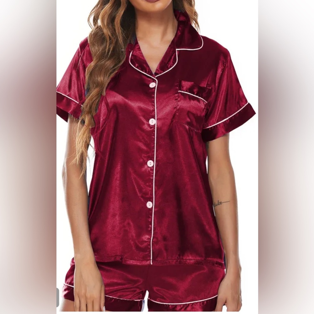 XL Luxurious Red Satin Pajama Set - in original packaging, never worn
